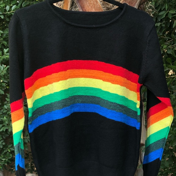 🌈Black Rainbow Patterned Sweater🌈 - Picture 3 of 6